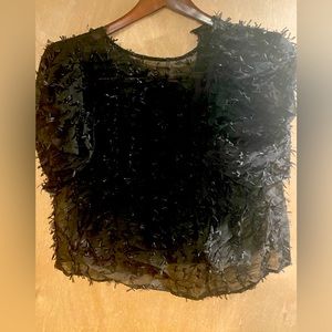 Black see through short sleeved shirt